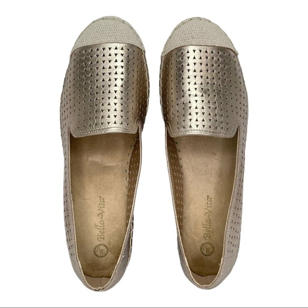 Bella Vita Channing Champagne Perforated Leather Womens Loafers Size 11 Wide - Picture 5 of 12